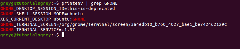 printenv | grep GNOME dans un Terminal