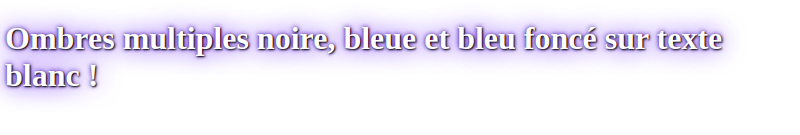 Ombres multiples noire, bleue et bleu foncé sur texte blanc